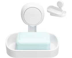 Zeepbakje Met Zuignap - Zeephouder - Verwijderbaar - Badkamer Accessoires - 2 Lagen - Hangend Of Staand - Zeepbakje - Zeephouders - Zeep - Zeephouder Hangend Zonder Boren - Zeepschaaltje & Shampoo Bar Houder - Douche - Badkamer - Keuken- Wit