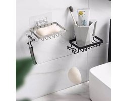 Zeepbakje - Plakstrip - Douche - Bad - Badkamer - Keuken - Zilver - Luxe - Multifunctioneel