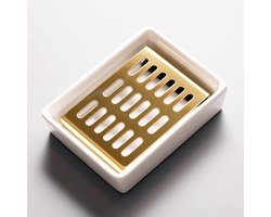 Zeepbakje RVS - Zeepbakje zonder Boren - Double-Layer & Draagbaar - 1 Stuk - Badkamer - Wit,Goud