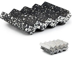 Zeepbakje Terrazzo Steen - Zeep Saver Beton - Badkamer Organisatie - Zelfdrainerend Ontwerp - 11.5 cm Lengte - Zwart