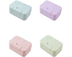 Zeepbakje - Zeepbakje douche - Zeepdoosje met deksel - Lekvrije Zeepkist - 4-pack draagbare reiszeepdoos met deksel - Waterdichte en verzegelde zeephouder - Voor thuis - Badkamer - Wandelen - Reizen - kamperen en andere buitenactiviteiten (4 kleuren)