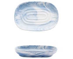 Zeepbakje - Zeepbakje van keramiek - Antislip zeepbakje van marmer - Zeephouder voor in de badkamer - Geschikt voor badkamer, douche, keuken en reizen - Blauw