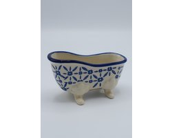 Zeepbakje Zeepschaaltje Badkuip Bad Wit Aardwerk met Motief blauw