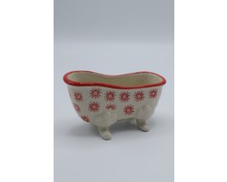 Zeepbakje Zeepschaaltje Badkuip Bad Wit Aardwerk met Motief rood