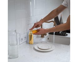 Zeepdispenser Ronde Gouden Staande Shampoo Dispenser voor Badkamer Keuken Wastafel