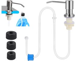 Zeepdispenser - RVS - 360° Draaibaar - Handig - Praktisch - Duurzaam - Set Hervulbaa - 26-31mm Gat In Spoelbak Of Keukenblad - Gebogen Mond - Zeeppompje - Hoge Kwaliteit - Met 1.2M Siliconen Slang