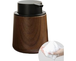 Zeepdispenser van kunststof met walnoothoutnerf, inhoud 250 ml - rustieke vintage stijl, geschikt voor badkamer- en keukenbladen, navulbare zeepdispenser.