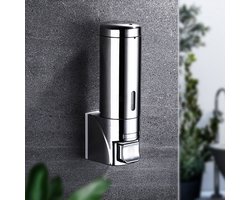 Zeepdispenser Wandmontage 300ML - Boorvrij / Wandbevestiging - Zonder boren - Handmatig - RVS - Voor Shampoo, Douche, Keuken & Badkamer