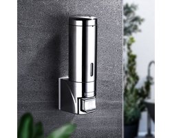 Zeepdispenser Wandmontage - Boorvrij / Wandbevestiging - Zonder boren - Handmatig - RVS - Voor Shampoo, Douche, Keuken & Badkamer- 300ML