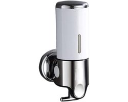 Zeepdispenser - Wandmontage - Geborsteld roestvrij staal - Zeepdispenser - Hangende zeeppomp - Badkamer - 500ml- Toilet - Douche - Schuim - Wit