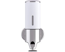 zeepdispenser wandmontage, handmatige zeepdispenser met roestvrijstalen hendel, shampoo, douchegel, handzeepdispenser voor badkamer, wastafel en toilet, wit, 500 ml,