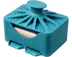 Zeepdoos met borstel - Zeephouder met deksel - Reizen en badkamer - Lekvrij en 2-in-1 - 14 x 10 cm