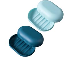 Zeepdoosje met deksel Reizen en Douche - Lekvrij Zeepbakje - Afsluitbare Zeepbar Container - 2 STKS zeepdoosje met deksel