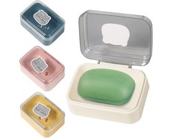 Zeepdoosje met deksel voor op reis campingzeep waterdichte houder- voor thuis badkamer reizen camping outdoor- wit geel roze blauw zeepdoosje met deksel