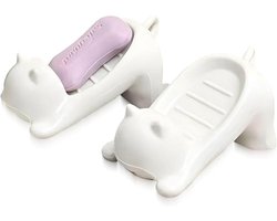 Zeephouder - 2stuks - vorm van een kitten - Zeepkist - Zeepblik - Zeepkist - Zeephouders - Zeephouder Met Afvoer - Zeep Mat - Shampoo Bar Houder - douche zeepbakje