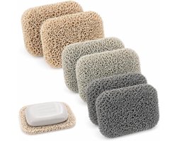 Zeephouder, 6 stuks, antislip, duurzaam, van pvc, met zeephouder en multidirectioneel weefsel (2 beige, 2 lichtgrijs, 2 donkergrijs)