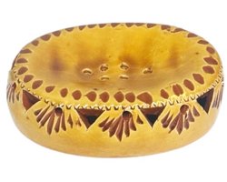 Zeephouder - Handgemaakte Aardewerken Zeephouder - Traditioneel Marokkaans Design - Duurzaam - Badkamer & Keuken Accessoire - Keramiek - 13 x 9 cm - Geel