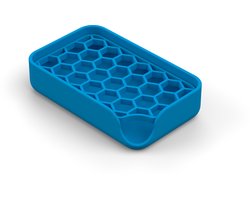 Zeephouder met honingraatdesign – Organizer houder voor zeepje – Zeepbakje – Handzeep houder siliconen Badkamer accessoires - Zeepschaaltje - Blauw