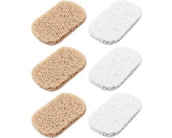 Zeephouder Pads voor zeepbakje - Stof Efficiënt Aftappen - Multidirectioneel - Set van 6 - Douche Zeephouder - Wit & Aardegeel