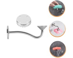 Zeephouder van roestvrij staal - Wandmontage - Magnetische sponshouder voor de gootsteen - Geen boren nodig - Zelfdrainerend - Zeeprek - Geschikt voor badkamer- en keukenzeep - Zeepbakje met afvoer - Zilver