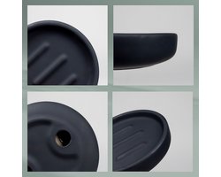 Zeephouder, Zeepbakje, 11.5 cm, Keramiek met Rubbercoating, Zwart - Kela | Sana