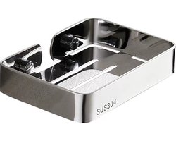Zeephouder - Zeepbakje - Badkamer Accessoires - Zeephouder Hangend - Wandmontage - Zeephouder met afvoer - RVS - zilver - 13.5*9.5*2.5cm