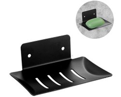 Zeephouder - Zeepbakje met Muurbevestiging - Hangend & Zelfklebend - 1 Stuk - Zwart