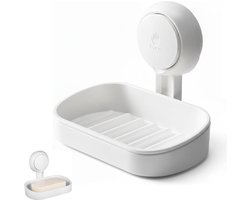 Zeephouder - Zeepbakje met zuignap - Zeephouder - Zeepbakje - Zeepkist - zelf drainerend zeepbakje - zuignap zeephouder - geen boren - herbruikbaar - badkameraccessoires - voor douche, badkamer, keukengootsteen - 11.5*8.5*14 cm - wit