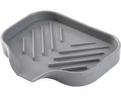 Zeephouder - Zeepbakje - TPR - Schuine zeephouder - Antislip zeepschaaltje - Zeepschaaltje voor de badkamer - Badkamer Accessoires - Geschikt voor douches, keukens en badkamers - 12,5*10*1,7 cm - Grijs