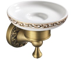 Zeephouder - Zeephouder hangend – Zeepschaaltje Wandmontage - Retro - Installatie met schroeven - Douche - Badkamer - Keuken - metaal - 10*11.7cm - messing kleur