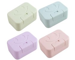 Zeephouders - 4 Stuks - Zeepkist - Kunststof - Met deksel - Waterdichte Zeepbakje - Draagbare Zeepetui - Toiletartikelen - Lekvrije - Voor Thuis Badkamer Reizen Kamperen - 11*7.5*5cm - Groen/Blauw/Roze/Paars