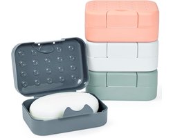 Zeephouders - voor op reis waterdicht - 4 stuks met deksel - voor thuis badkamer reizen kamperen - Zeephouder voor vakantie en reizen - Draagbare Bar Zeepetui - Lekvrije Zeepkist - Reisformaat Toiletartikelen