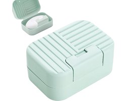 Zeephouders - Zeepbakje - Zeepdoos - Zeepblik - Draagbare Bar Zeepetui - Lekvrije Zeepkist - Zeephouder Voor Vakantie En Reizen - Voor Op Reis Waterdicht - Met Deksel - Voor Thuis Badkamer Reizen Kamperen - Toiletartikelen - Kunststof - Groen
