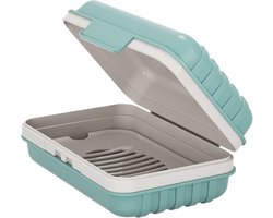 Zeepkist- Badkamer-Huishoudelijke-1Stuk-Met deksel-blauw-Zeepbakje-Plastic-Zeepbakje met afvoer-Siliconen -zeephouder zonder boren-zeephouder douche- Zeep Ma-Draagbare Bar Zeepetui