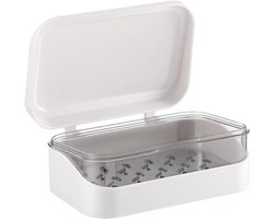 Zeepkist- Badkamer-Huishoudelijke-2Stuk-Met deksel-Zeepbakje-Plastic-Zeepbakje met afvoer-Wit- Lekvrije Zeepkist-zeephouder zonder boren-zeephouder douche