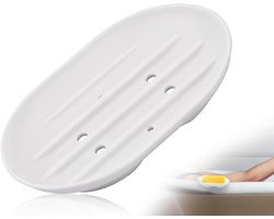 Zeepkist- Badkamer - Huishoudelijke - Zeepbakje - Plastic - Zeepbakje met afvoer - zeepkist - Zeepschaal - Zeepdoos - Zeepbakje - voor badkamer douche zeephouder ambachten - voor zeep - sponzen en meer - 1Stuk - 11.5 x 8 x 2cm - Wit