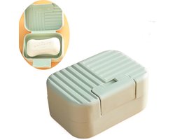 Zeepkist - Zeepdoosje met Deksel - Draagbare Bar Zeepetui - Zeephouder - Geschikt voor gebruik in badkamers en hotels - PP - Groen