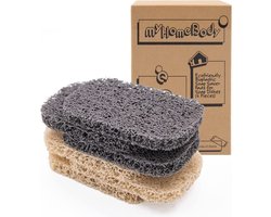 Zeepkussentjes voor zeepbakje | meervoudig geweven, efficiënte zeephouder voor de douche | 6-delige set - 3 beige, 3 grijs