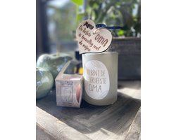 Zeeppompje met de tekst Jij bent de allerliefste oma inclusief houten hartje liefs + geurkaarsje bridgewater (sweet grace) - moederdag cadeautje - moederdag - moeder - mama - oma