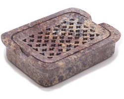 Zeepsteen zeepbakje en afdruiprek 11x8cm - Klassiek Vierkant