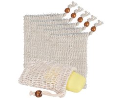 Zeepzakjes - 6-pack - Net - Zeepschuimende netzakjes - Exfoliërende - Schuimende en drogende zeephouder - Trekkoord - Herbruikbaar - Bad en douche