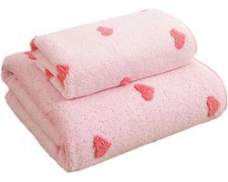 Zeer absorberende sneldrogende badhanddoeken set, 4 stuks, koraal fleece, ideaal voor badkamer en strand