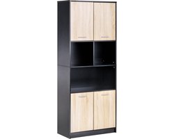 ZEHNA - Boekenkast 4 deuren - Bruin/Zwart - Vezelplaat