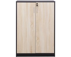 ZEHNA - Sideboard - Lichthout/Zwart - 117 cm - Vezelplaat
