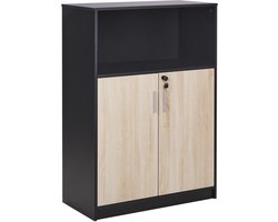 ZEHNA - Sideboard - Lichthout/Zwart- Vezelplaat