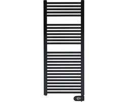 Zehnder Aura E elektrische handdoekradiator 90.6x50cm 500watt 230 volt | 50 Hz Staal Zwart Mat