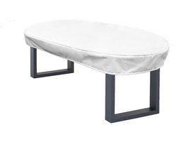 Zeildoek Ovaal 230x100x15 cm Tuinmeubelen Tuintafel Hoes Afdekking Kap Beschermhoes Afdekkap 6.000 mm Waterbestendigheid 900 D 500 g/m², Wit