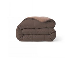 Zelesta Comfort Duo Dekbed zonder overtrek - Wasbaar Hoesloos dekbed - Met vaste overtrek - 2 in 1 - Chocolade bruin & Mokka - 160x220cm