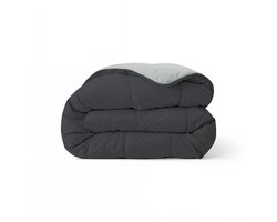 Zelesta Comfort Duo Dekbed zonder overtrek - Wasbaar Hoesloos dekbed - Met vaste overtrek - 2 in 1 - Zacht zwart & Zilver grijs - 240x200cm