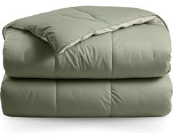Zelesta® Premiumbed Olive & Mint 140x200 - Dekbed zonder overtrek - 30 dagen proefslapen - Eco Cloud vulling - Wasbaar hoesloos dekbed - Bedrukt dekbed - Percal katoen dekbed - All Year Winterdekbed & Zomerdekbed